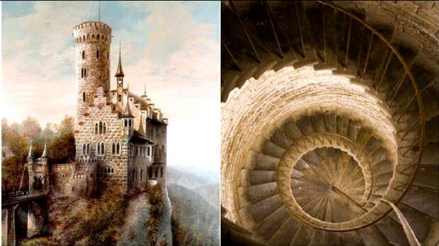 Даже винтовая лестница в замке проектировалась особы образом. /Фото: youtube.com