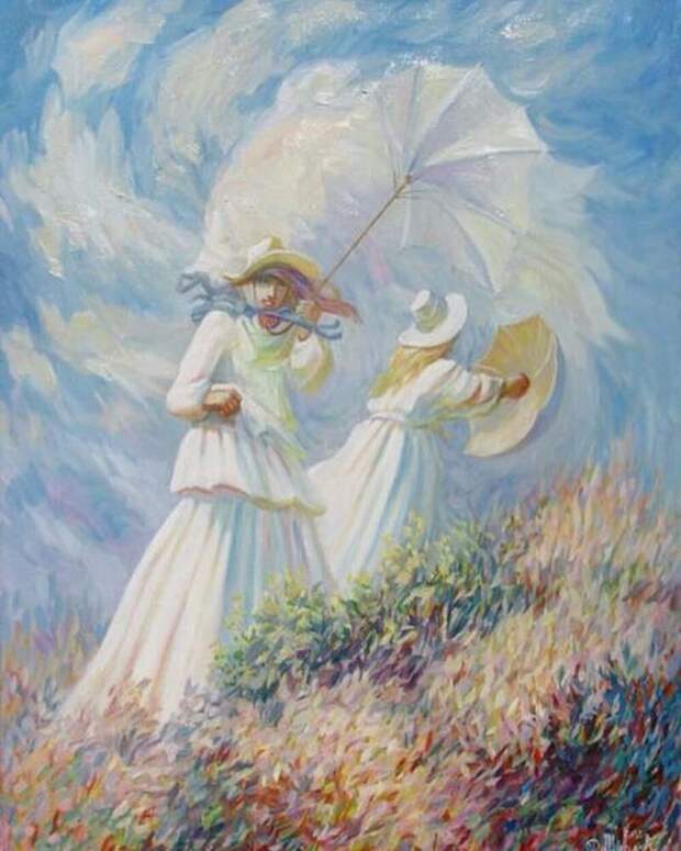 Клод Моне «Ветреный день»    Олег Шупляк, картина, оптическая иллюзия, рисунок, фото, художник