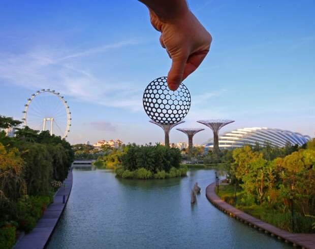 5. Мячик для гольфа, Сингапур  достопримечательност, путешествие, трафарет, фотограф