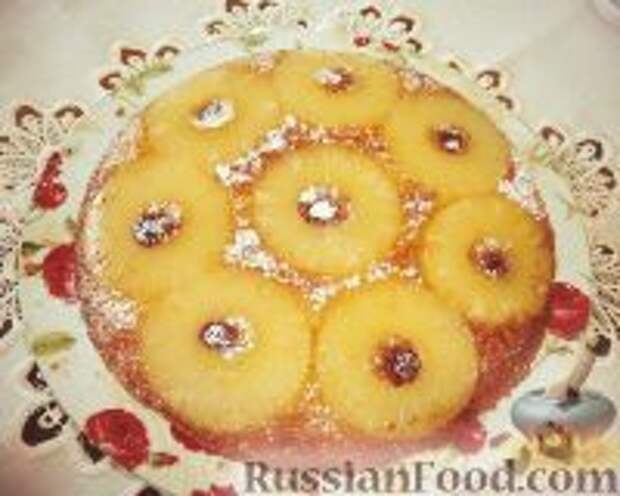 Фото к рецепту: Перевернутый ананасовый пирог (Pineapple upside-down cake)