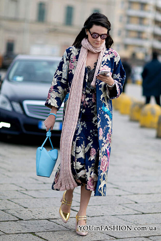 Неделя моды в Милане, уличный стиль, японский принт