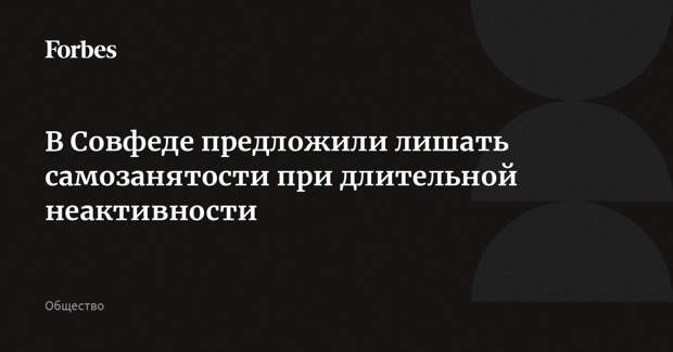 В Совфеде предложили лишать самозанятости при длительной неактивности