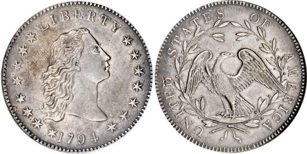 Доллар «Струящиеся волосы», 1794 год. \ Фото: coinshome.net