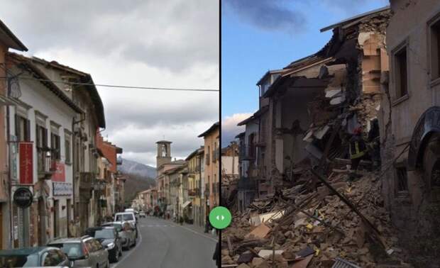 Землятресение в Италии: фотографии до и после катаклизма