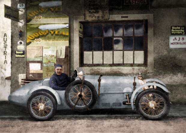 Колоризированные снимки автомобилей и мотоциклов в начале 1900-х годов