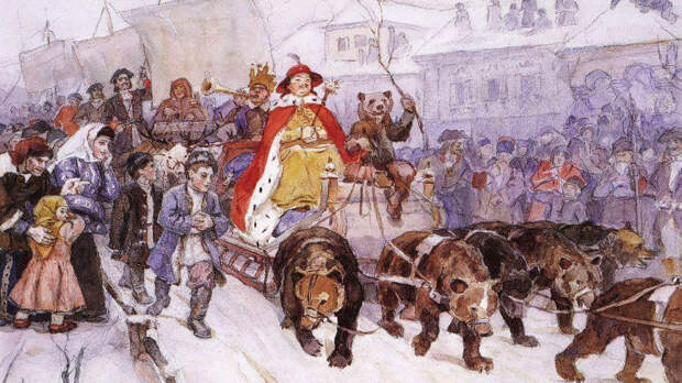 В. И. Суриков, «Большой маскарад в 1772 году на улицах Москвы», 1900 г.