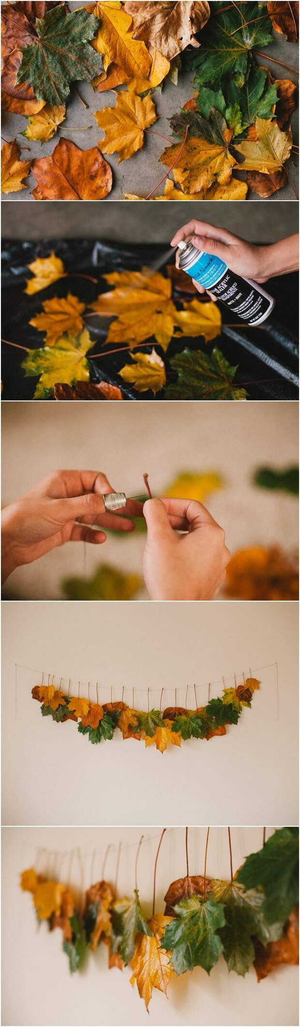 Декор осенними листьями - использование клея в декоре