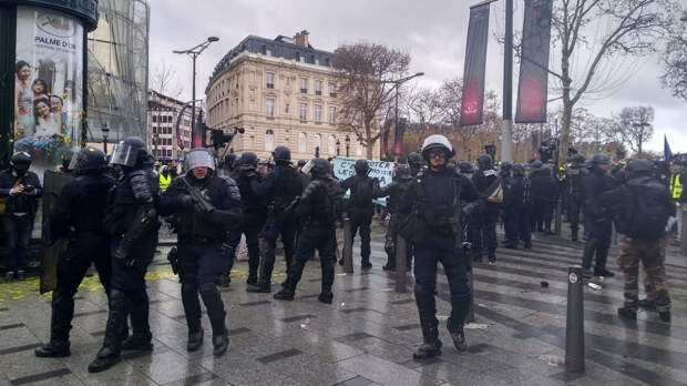 В Париже полиция разгоняла манифестацию слезоточивым газом и водометами