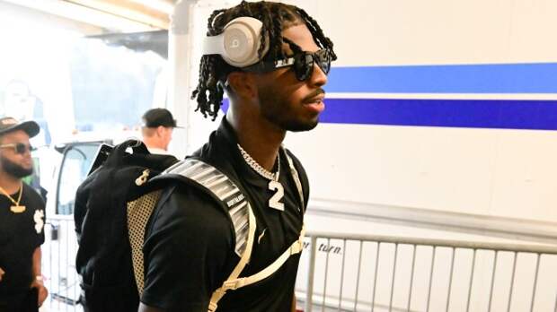 Shedeur Sanders walking through the tunnel before a game vs. TCU.