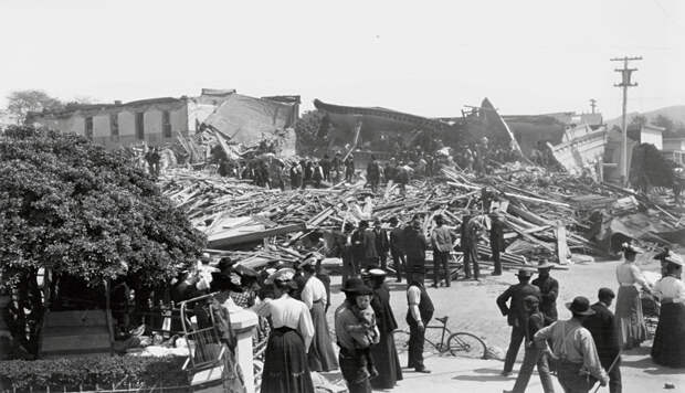 Санта-Роза, Калифорния, 1906 г. Жители оценивают разрушения после землетрясения джек лондон, история, фото