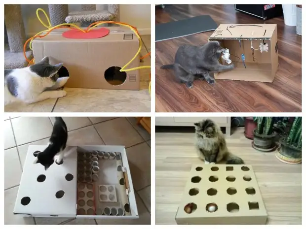 Простые игрушки для кошек своими руками