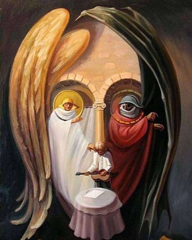 Джон Леннон «Творчество»    Олег Шупляк, картина, оптическая иллюзия, рисунок, фото, художник