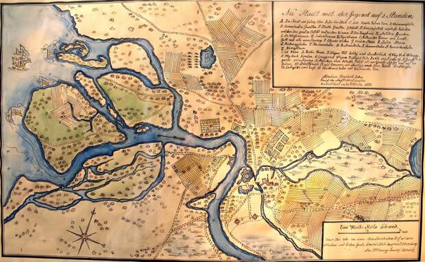 План местности, на которой будет основан город, 1698 г. СПб, древние карты, карты, карты Питера, редкие карты, санкт-петербург