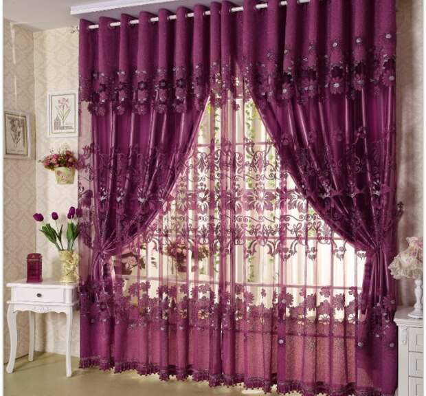 Уютные шторы фиолетового цвета. 