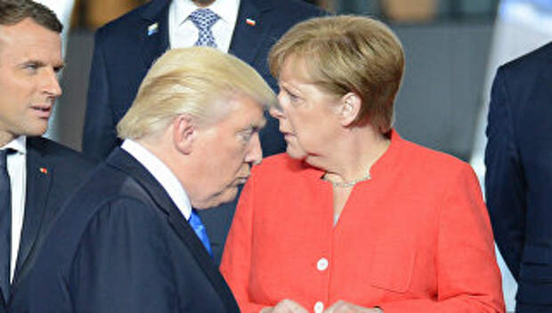 Эммануэль Макрон, Дональд Трамп и Ангела Меркель. Архивное фото