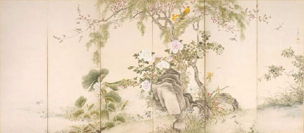 Birds and flowers of the four seasons (637x279, 175Kb)
