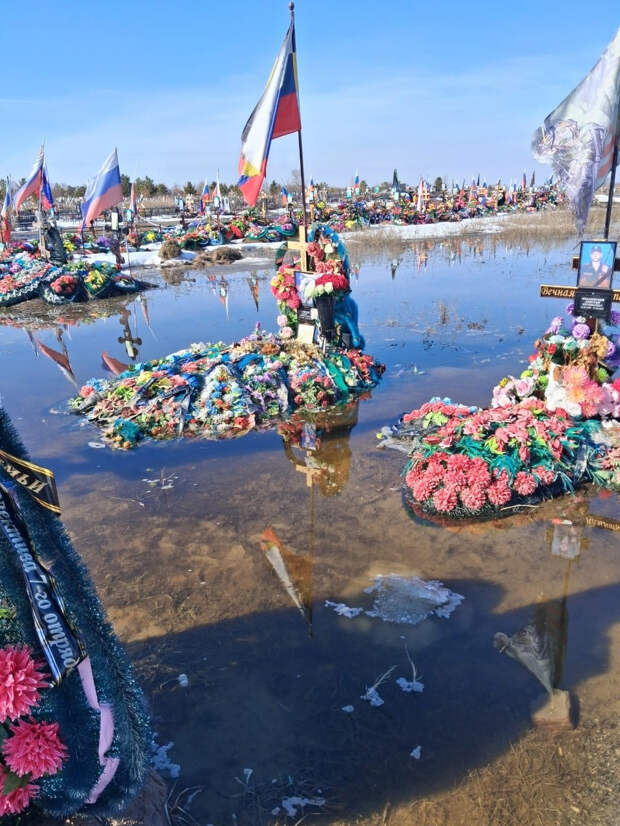 Аллею Славы с могилами героев СВО затопило в Челябинской области