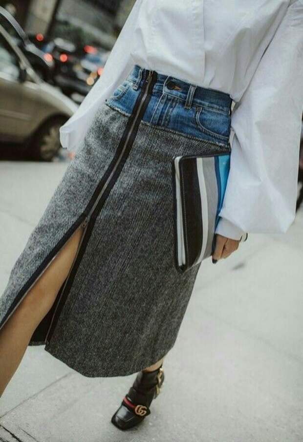Креативная юбка из джинсов