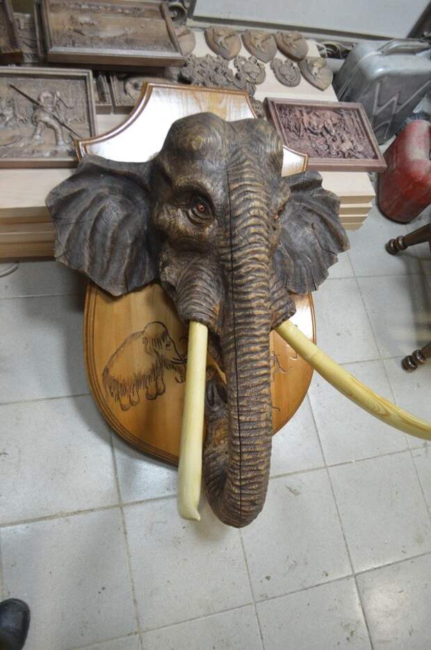 Слон. Сделано бензопилой Александр Ивченко, бензопила, скульптура бензопилой, слон бензопилой, слон из дуба