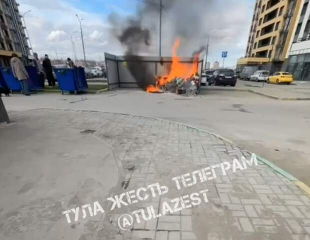 На Рязанской улице в Туле хулиганы подожгли мусор