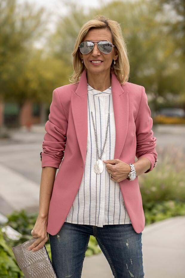 stunning womens classic blazer in a rose color