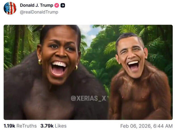 Трамп опубликовал видео с Обамами-обезьянами — расистский скандал в США