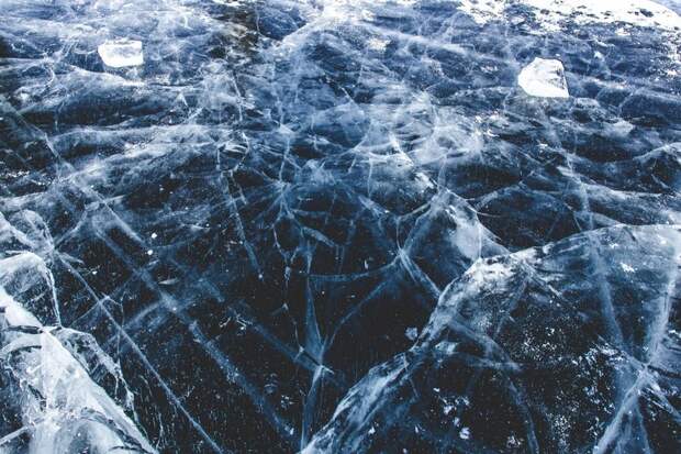 Замерзшие воды озера Байкал, Сибирь. 