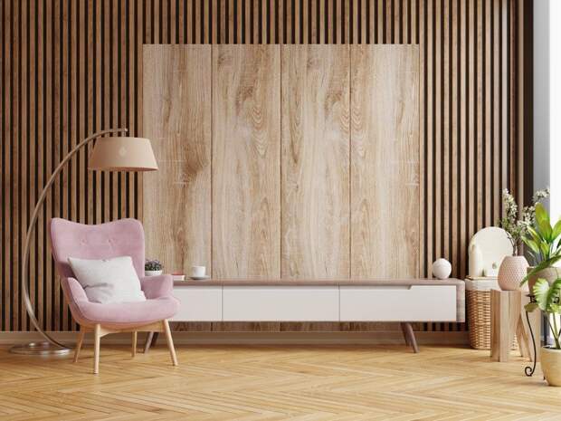 cabinet-designs-living-room-wooden-wall-3d-rendering Ширмы в интерьере: используем правильно!