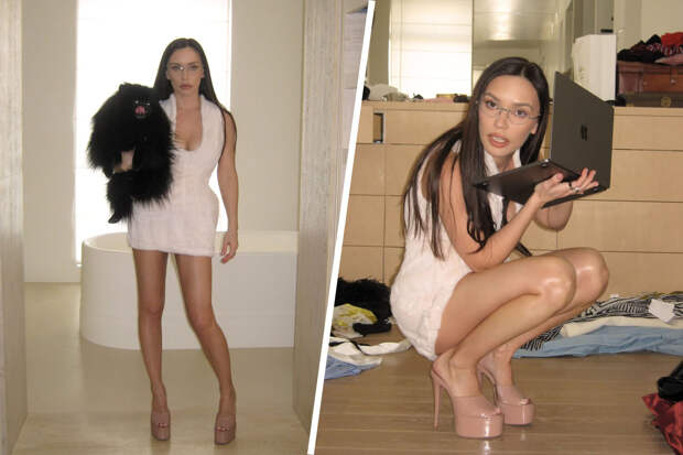 Певица Серябкина снялась в мини-платье с глубоким декольте и туфлях на шпильках