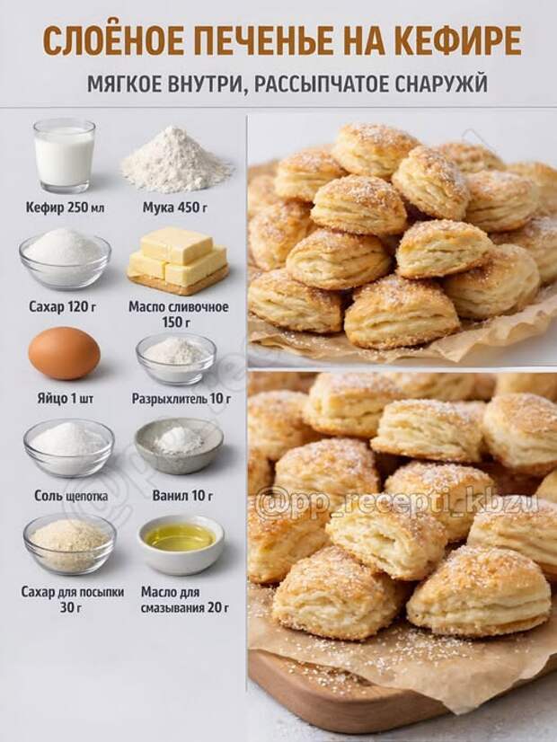 Кулинария>Слоёное печенье на кефире!