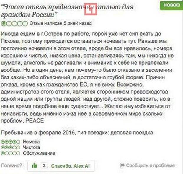 Отзыв о гостевом доме положительный пример В Псковской области отель отказал в заселении геям из Европы - CACTUS - 13 январ