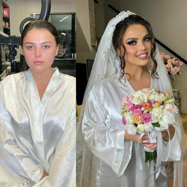Девушки до и после свадебного макияжа от косовского визажиста Арбера Бютюки
