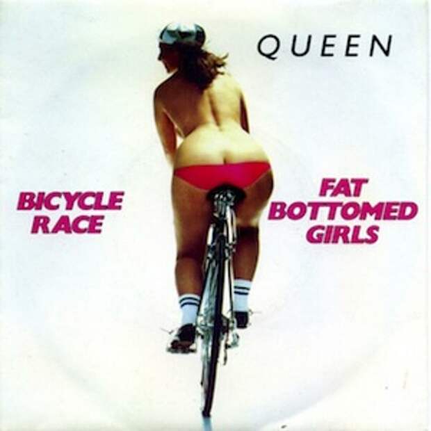 Обложка сингла с песнями Queen – Bicycle Race и Fat Bottomed Girls (1978)