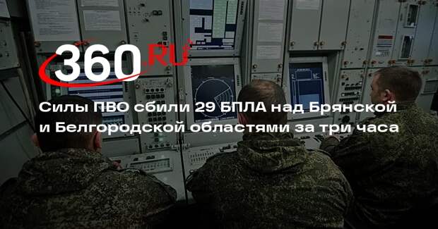 Силы ПВО сбили 29 БПЛА над Брянской и Белгородской областями за три часа