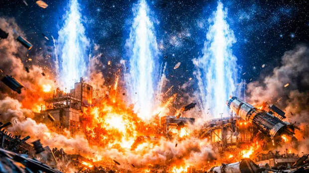 Столбы синего огня в небо: Рванул завод по производству "Фламинго". На Украине не поверили, а потом грохнула детонация