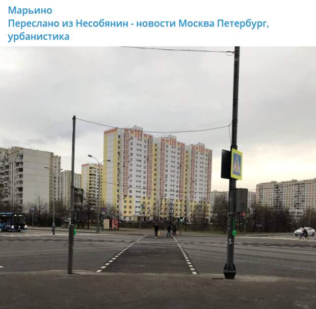 Пунктирная разметка на диагональном переходе в Марьине улучшит сцепление колес
