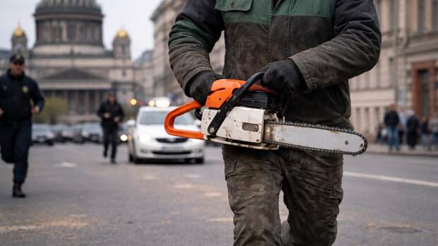 Пьяный мужчина с бензопилой бегал в центре Санкт-Петербурга