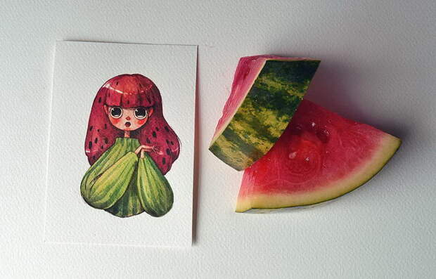 Характеры фруктов в рисунках Marija Tiurina