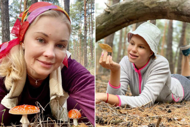 Лидия вышла в лес по грибы с дочкой Василиной