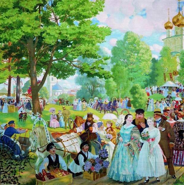Троицын день. 1920 год. Автор: Борис Кустодиев. Троицын день. 1920 год. Автор: Борис Кустодиев.