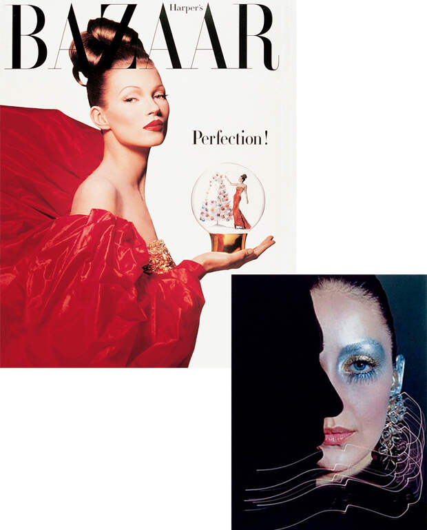 КЕЙТ МОСС В ОБЪЕКТИВЕ ПАТРИКА ДЕМАРШЕЛЬЕ НА ОБЛОЖКЕ HARPER’S BAZAAR USA, ДЕКАБРЬ 1996; КАДР ИЗ СЪЕМКИ ХИРО, HARPER’S BAZAAR USA, ОКТЯБРЬ 1996