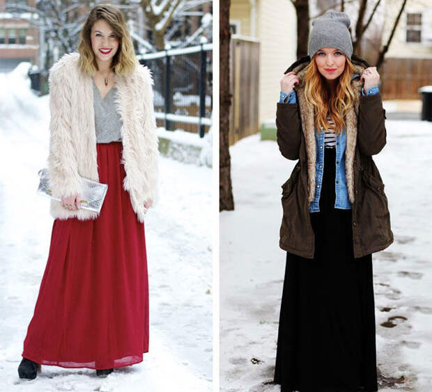 Зимняя юбка макси: как выбрать и с чем носить?