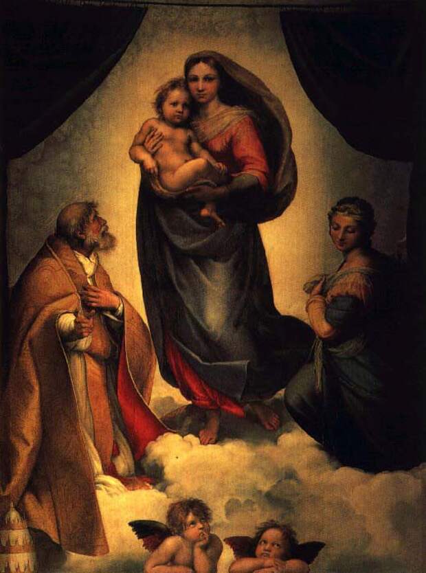 Сикстинская Мадонна. (1515–1519 гг). Автор: Рафаэль Санти (1483–1520). Сикстинская Мадонна. (1515–1519 гг). Автор: Рафаэль Санти (1483–1520).