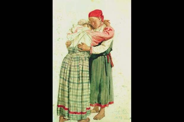 И. Репин, "Две женские фигуры" (Обнимающиеся крестьянки), 1878 г.