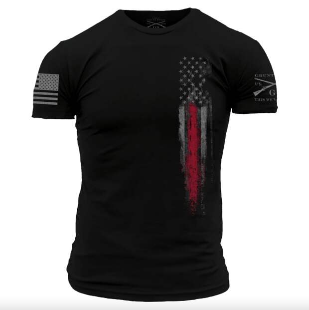 Grunt Style Men's Red Line Flag T-Shirt