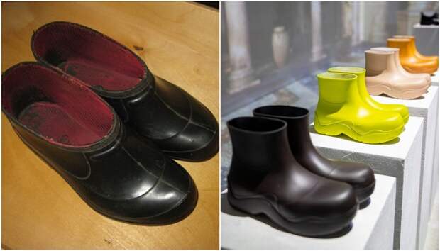 Советские калоши и модель от Bottega Veneta