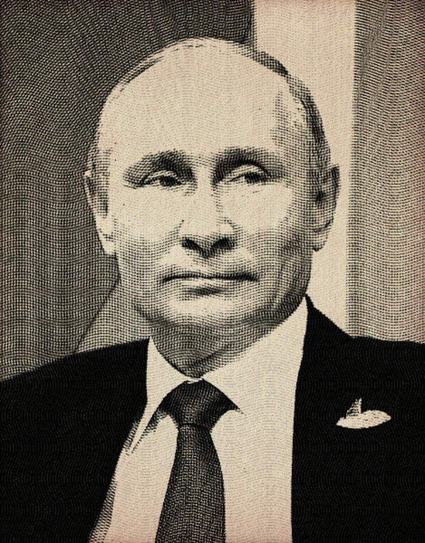 На фото: Владимир Владимирович Путин. Дизайн под гравюру.