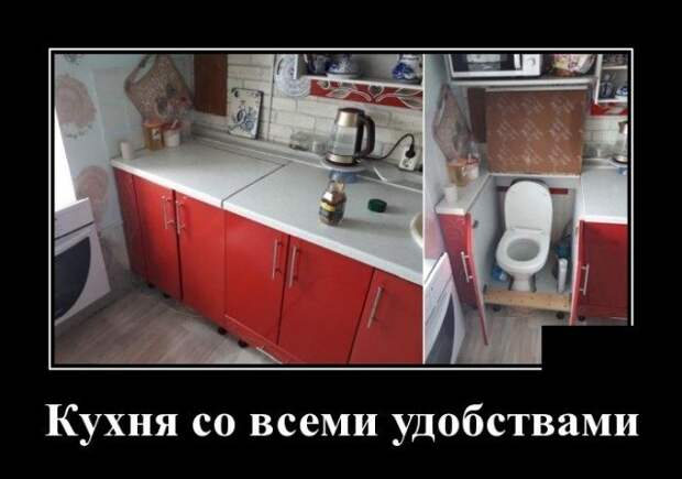 Демотиватор про туалет на кухне