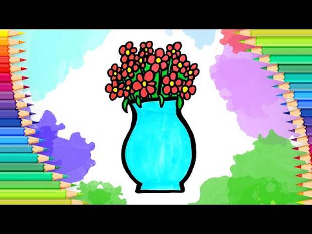 Как нарисовать цветы в вазе на 8 марта