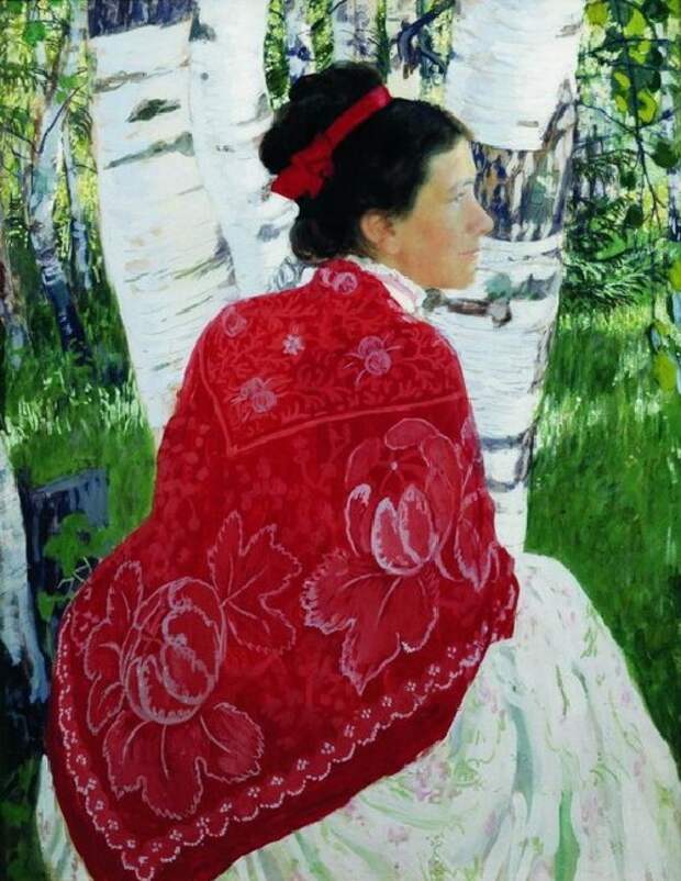Портрет жены художника. (1909). Автор: Б.М.Кустодиев. Портрет жены художника. (1909). Автор: Б.М.Кустодиев.